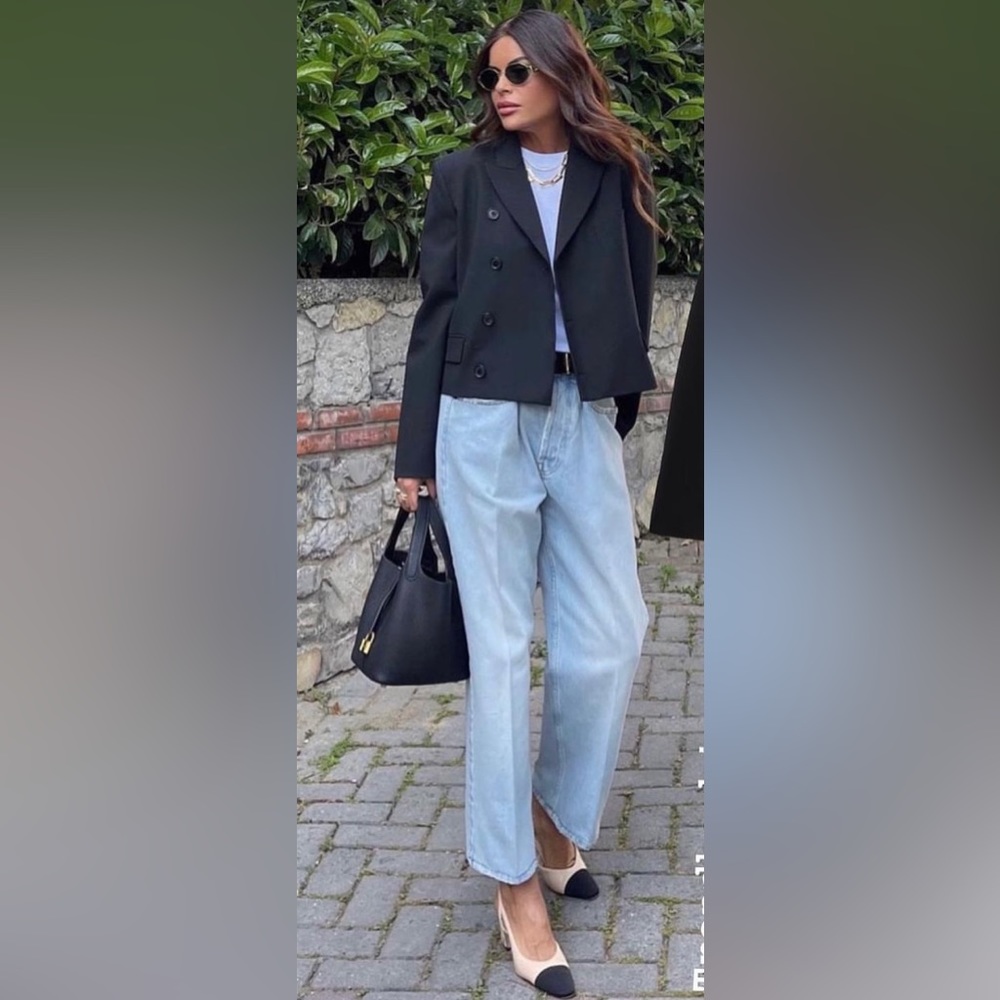 Zara cropped wool blend blazer
